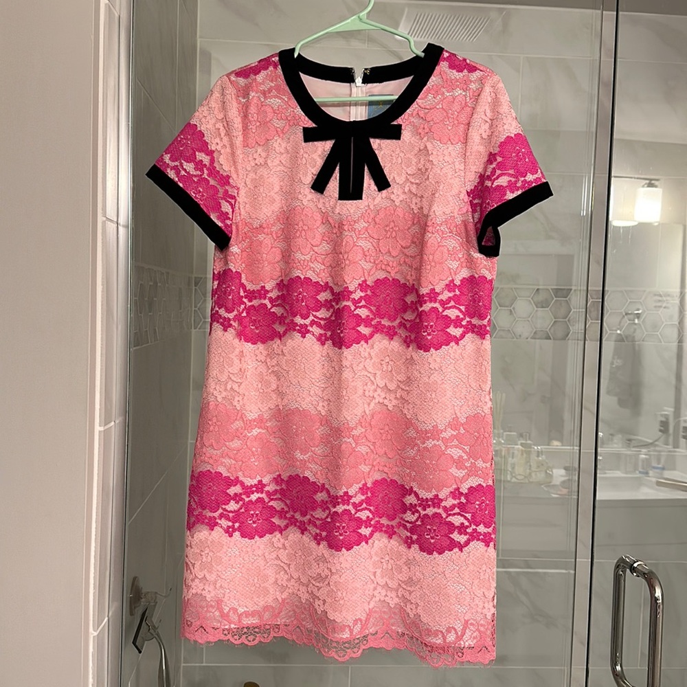 CeCe pink lace dress with black bow